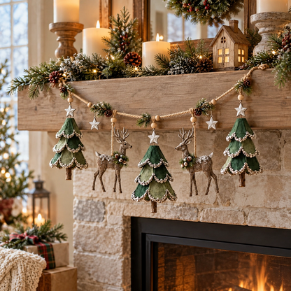 🎄 LIMITED-TIME 50% OFF | Lighted Woodland Christmas Garland™ – Enchanted Forest Holiday Decor with Warm Festive Glow