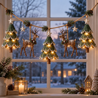 🎄 LIMITED-TIME 50% OFF | Lighted Woodland Christmas Garland™ – Enchanted Forest Holiday Decor with Warm Festive Glow