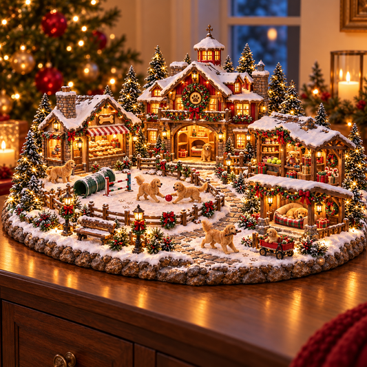 🔥 LAST DAY 49% OFF 🔥 Christmas Golden Retriever Village – Lighted Holiday Scene with Adorable Golden Retrievers & Cozy Christmas Charm | A Heartwarming Gift for Dog Lovers 🐾🎄✨
