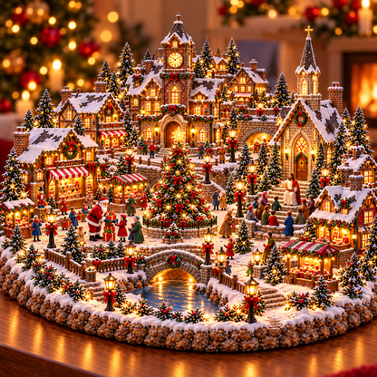 🔥 LAST DAY 50% OFF 🔥 ✝️ Holy Night Christmas Village™ – Lighted Jesus Nativity & Santa Holiday Scene with Church, Christmas Tree & Warm Village Glow 🎄🎅✨