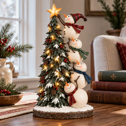 🔥 LAST DAY 50% OFF 🔥 Snowman Christmas Tree Topper™ – Lighted Snowmen Holiday Figurine for a Magical Christmas Glow ☃️🎄✨