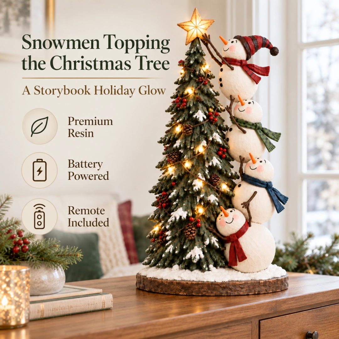 🔥 LAST DAY 50% OFF 🔥 Snowman Christmas Tree Topper™ – Lighted Snowmen Holiday Figurine for a Magical Christmas Glow ☃️🎄✨