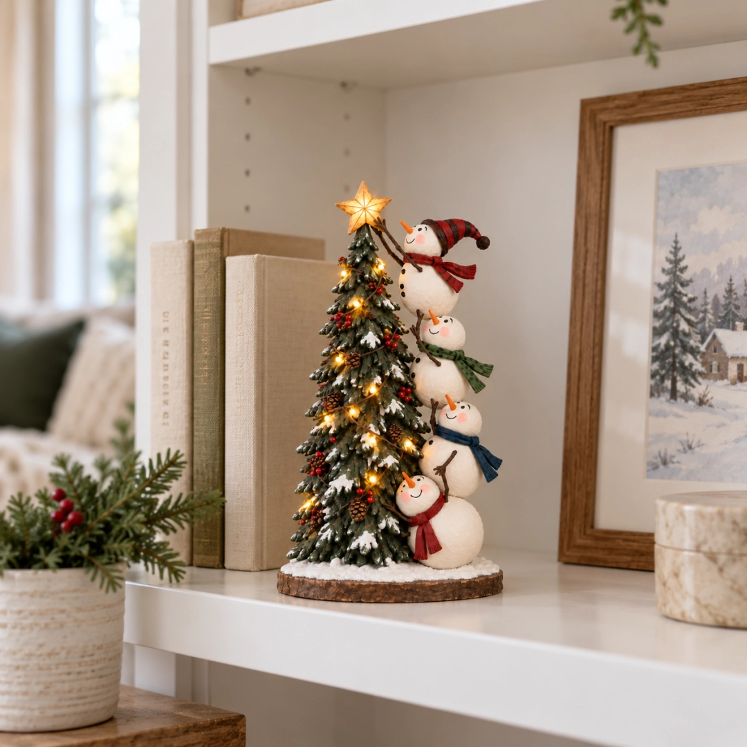 🔥 LAST DAY 50% OFF 🔥 Snowman Christmas Tree Topper™ – Lighted Snowmen Holiday Figurine for a Magical Christmas Glow ☃️🎄✨