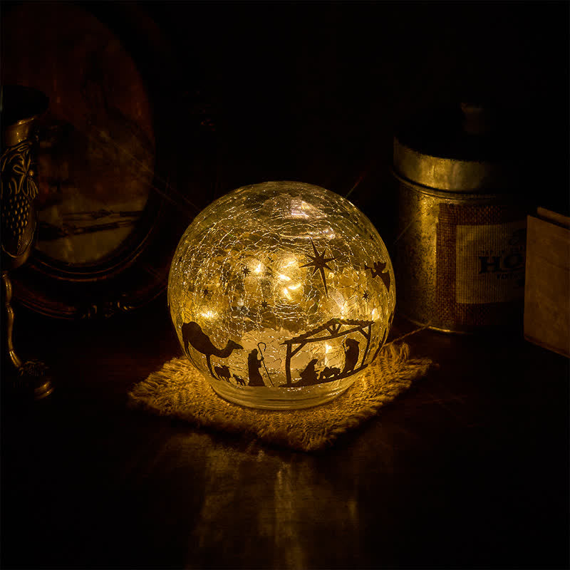 Christianartworkshop Illuminated Nativity Scene Glass Sphere: Symbol of Gentle Heavenly Radiance - image 1