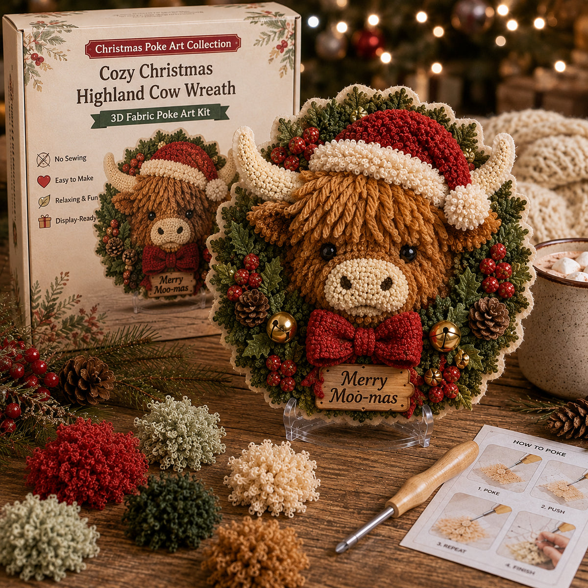 🧵🎅 Christmas Poke Art Collection – DIY 3D Fabric Decor Kit