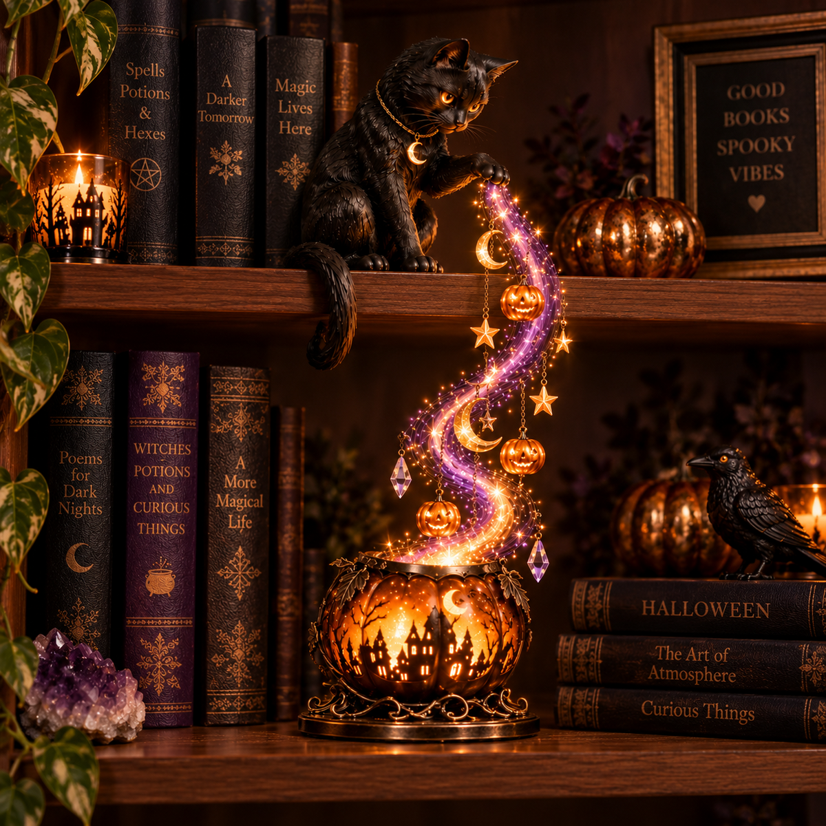 ✨Last Day 49% OFF✨ Halloween Magic Cascade Shelf Light Collection™ – Enchanted Bookcase Decor