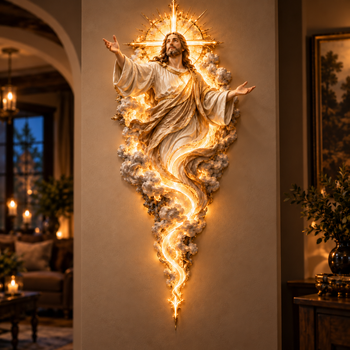 Light of the World Jesus illuminated wall sculpture