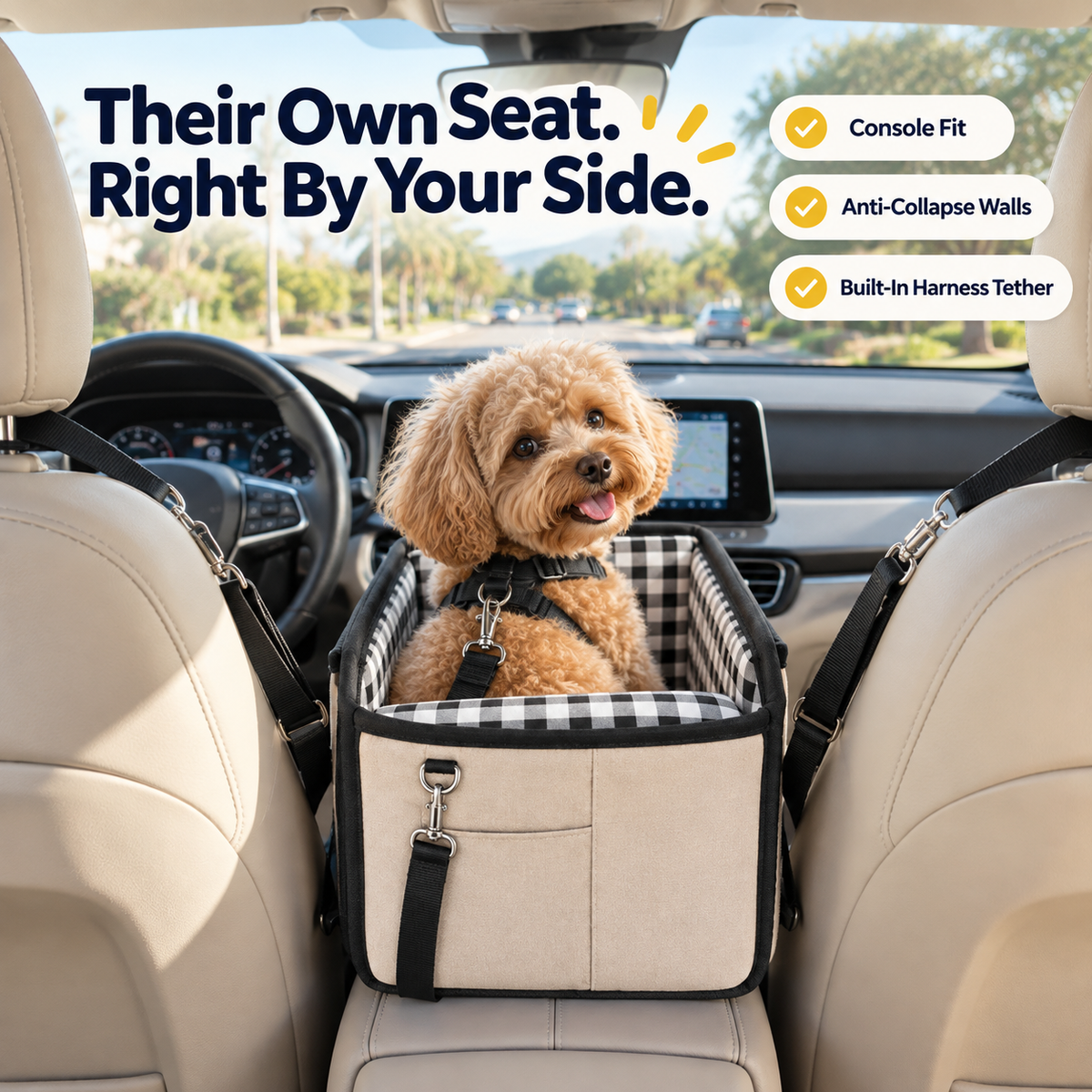 🐾 The Copup Seat™ – Cozy Center Console Car Seat for Small Dogs & Cats