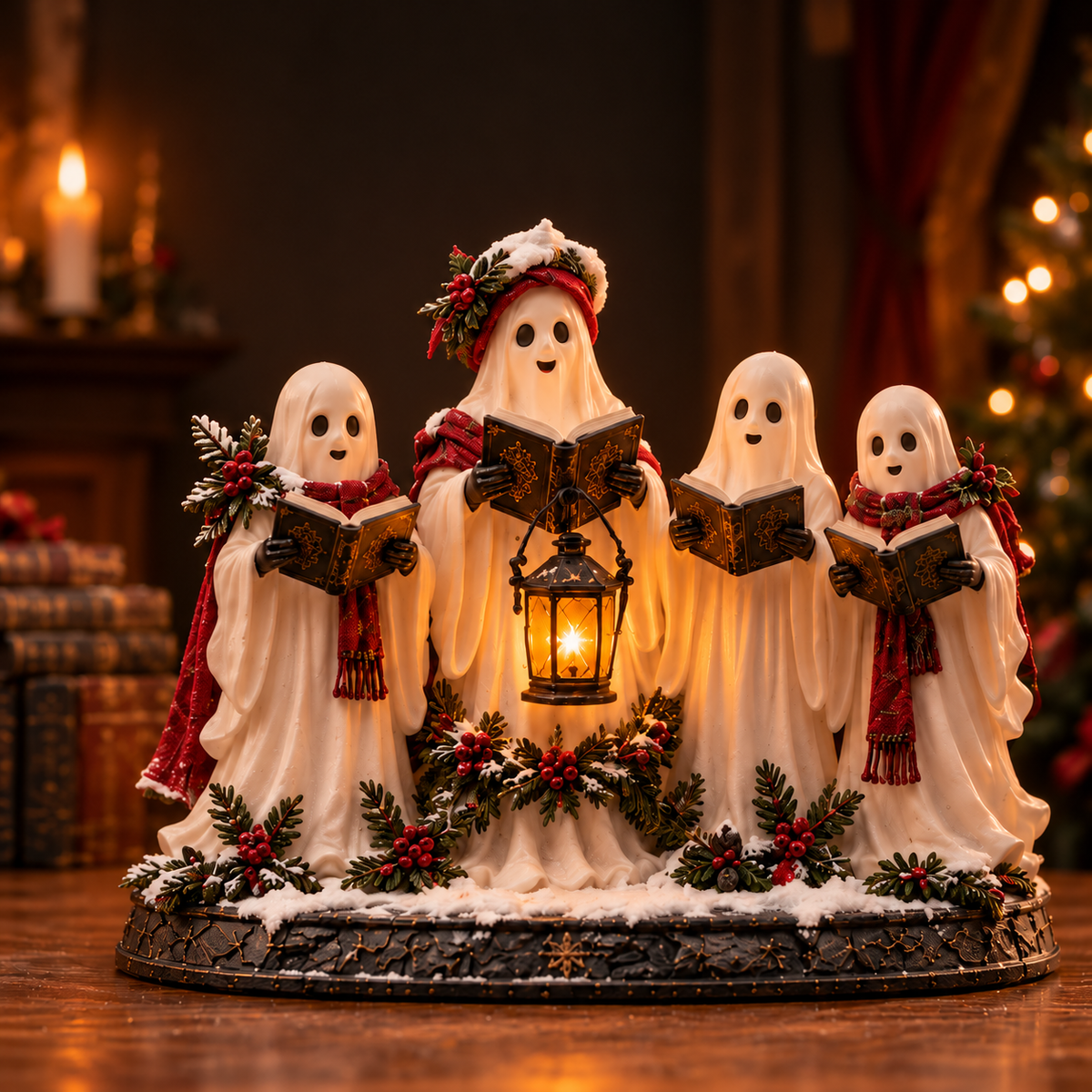 Ghostlight Carolers spooky cute Christmas ghost figurines
