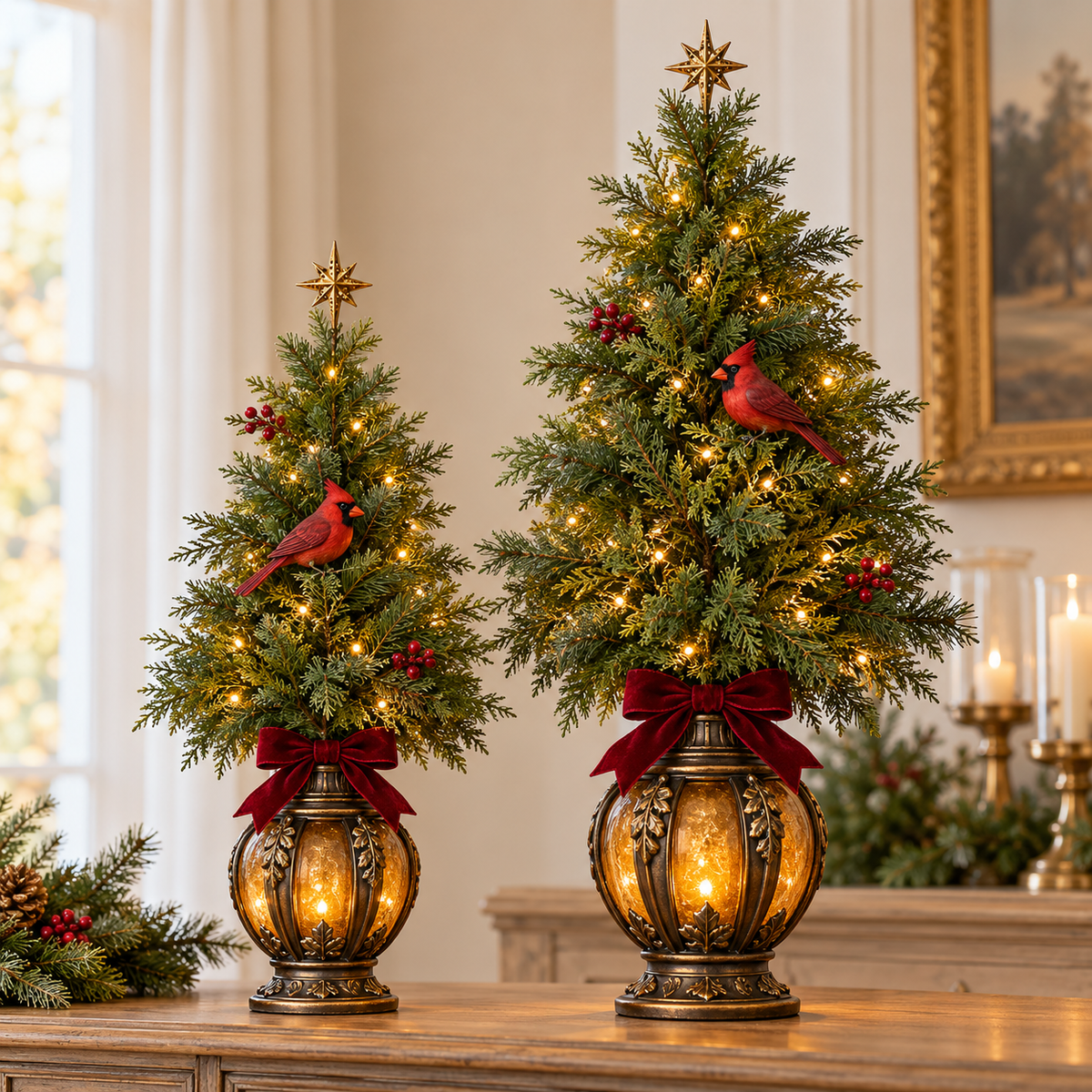 🎄Cardinal Lantern Trees