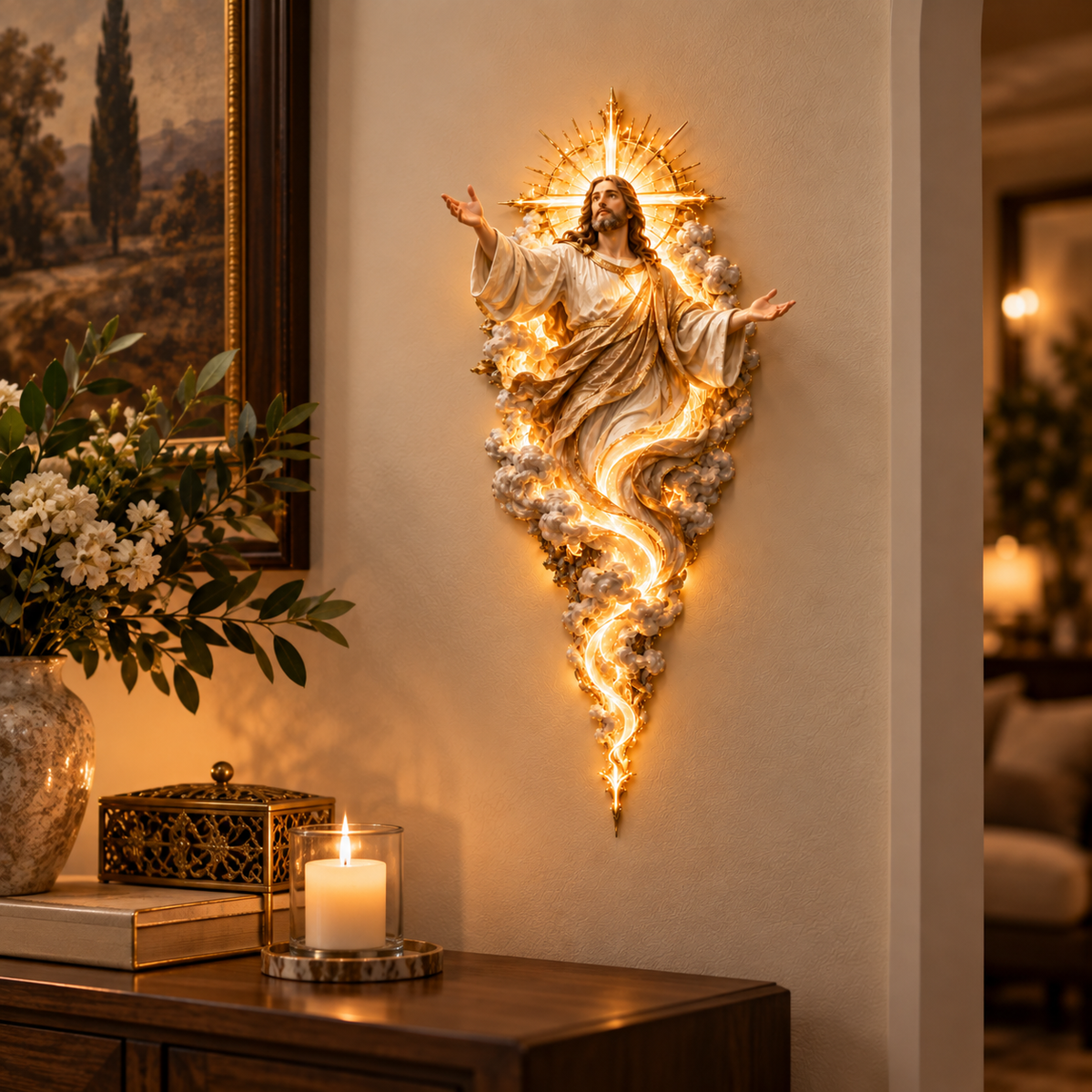 Light of the World Jesus wall sculpture home display