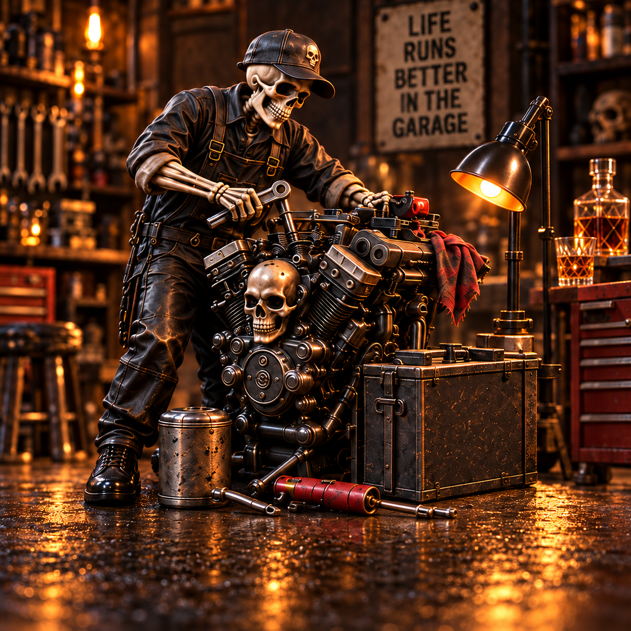 Garage Mechanic Skeleton Collectible