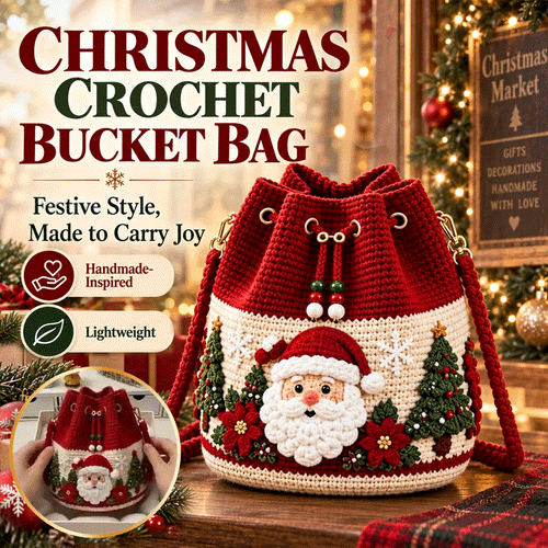 🎄 MerryStitch™ – 3D Crochet Christmas Bucket Bag