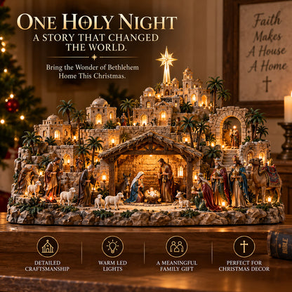✨ Remember the Night That Changed Everything! — The Holy Night of Bethlehem Illuminated Nativity Village