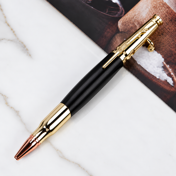 Black and gold bolt action pen