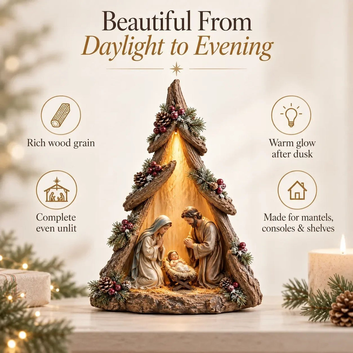 ⏰ LAST DAY 50% OFF - Old-World Lighted Nativity Trees