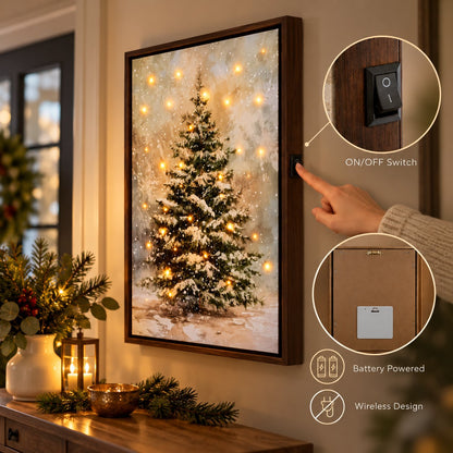 ✨Winter Woodland Light Wall Art LED Illuminated Canvas Decor for Living Room & Holiday Interior Styling
