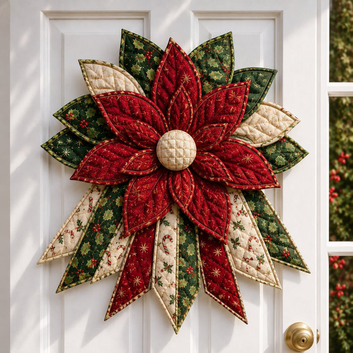 Crimson Poinsettia quilted Christmas DIY sewing kit finished design