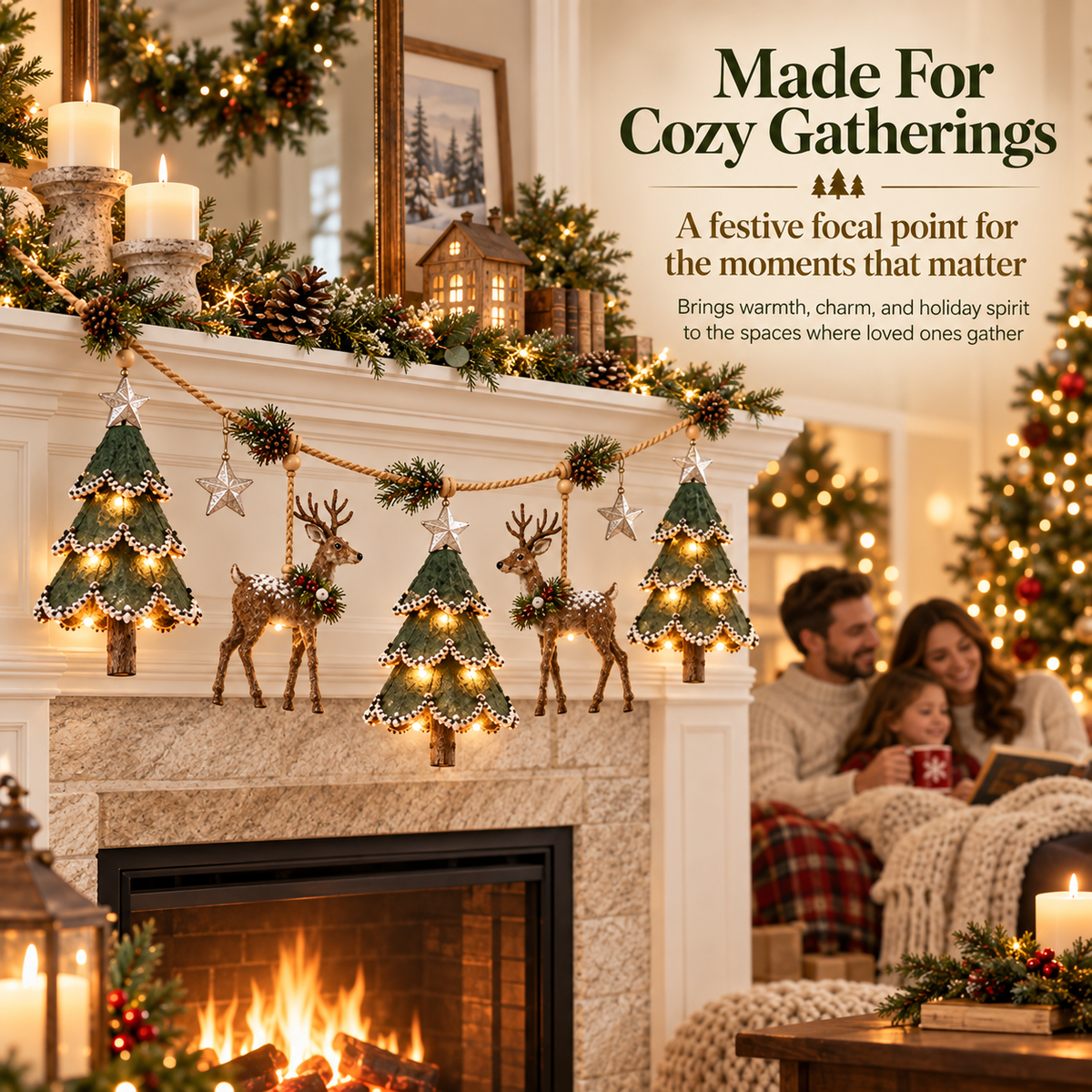 🎄 LIMITED-TIME 50% OFF | Lighted Woodland Christmas Garland™ – Enchanted Forest Holiday Decor with Warm Festive Glow
