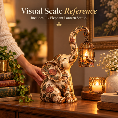 🐘✨Gentle Glow Elephant™ – Vintage Floral Lantern Statue