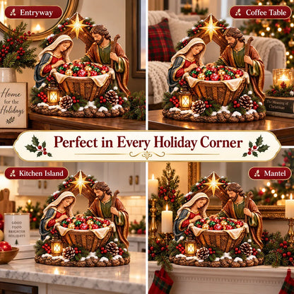 ⏳ Last Day 49% OFF – ✝️ Nativity Blessing Bowl™ | Lighted Christmas Treat Bowl with Mary, Joseph & Bethlehem Star 🎄