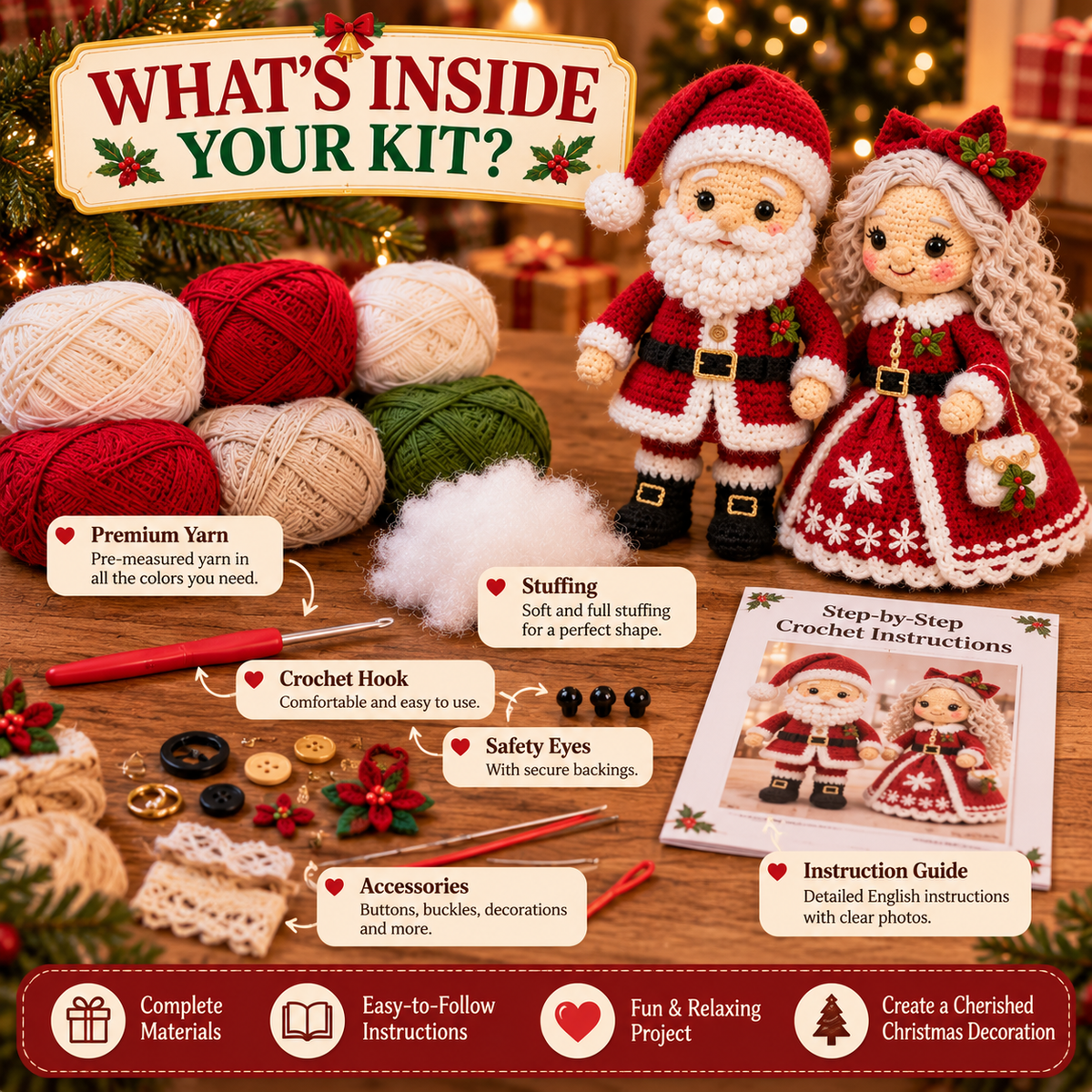 Crochet Christmas Santa & Mrs. Claus Amigurumi Doll