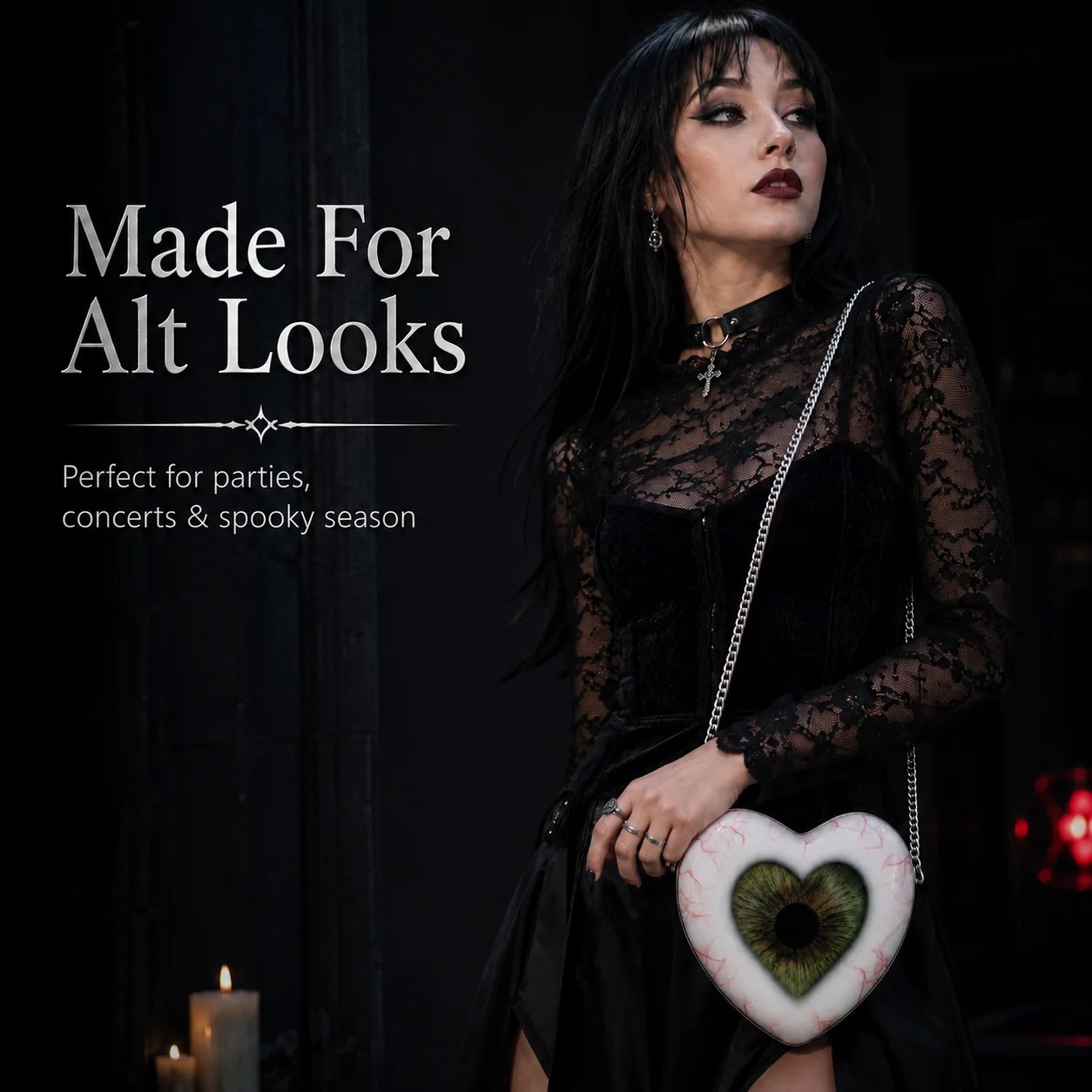 🔥Last Day 50% OFF 🖤👁 Gothic Heart Eye Statement Crossbody Bag