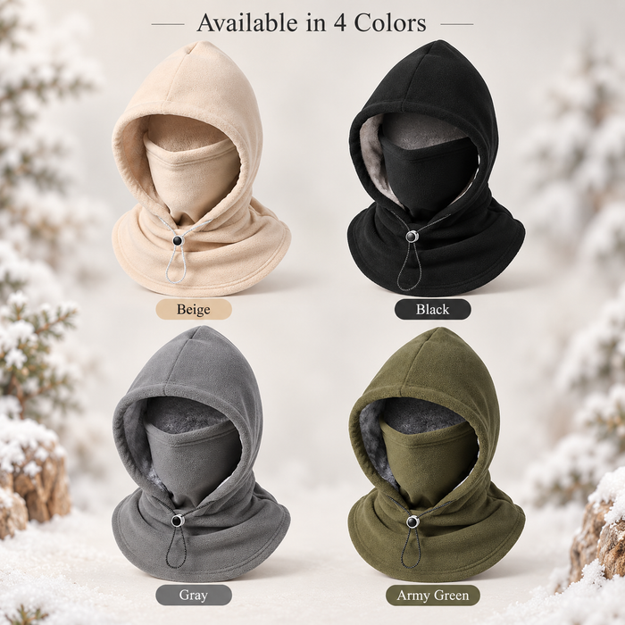 Winter fleece hood face coverage