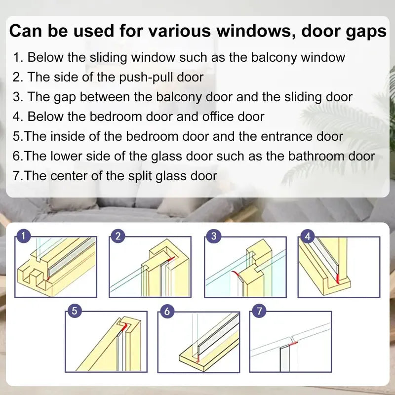 🔥16.4Ft Door Weather Stripping | Adhesive Draft Stopper Seal Strip for Doors, Windows & Shower Doors