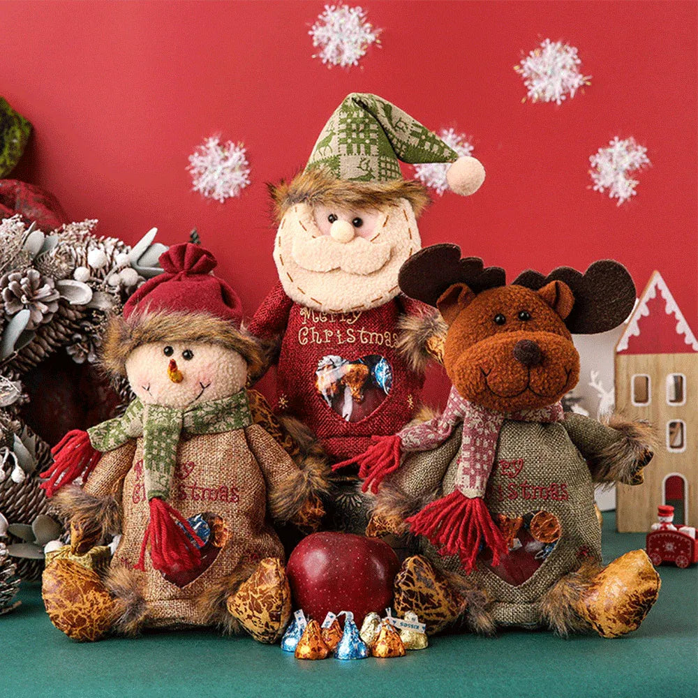 Christmas zipper gift bag filled with treats and small gifts