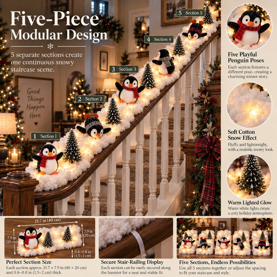 Penguin Christmas Stair Snow Decor🔥