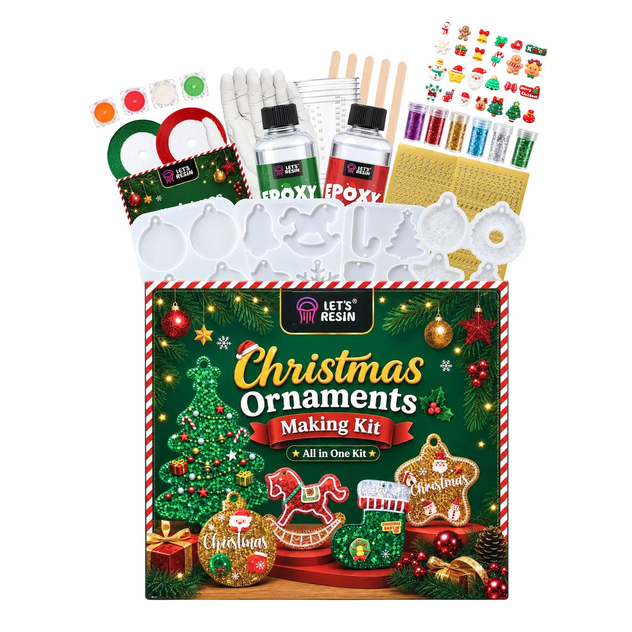 Christmas Ornaments Making All-in-one Kit with resin molds and crafting supplies