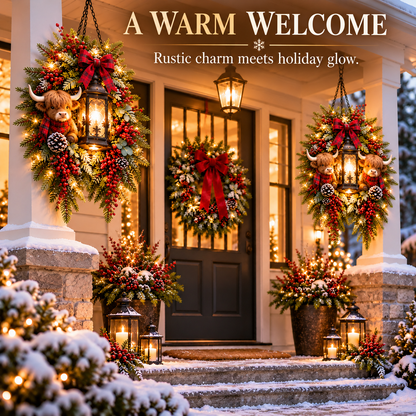 🔥 LAST DAY 50% OFF 🔥|🎄 Christmas Porch Glow™ – Pre-Lit Holiday Lantern & Evergreen Decor | 6 Festive Styles