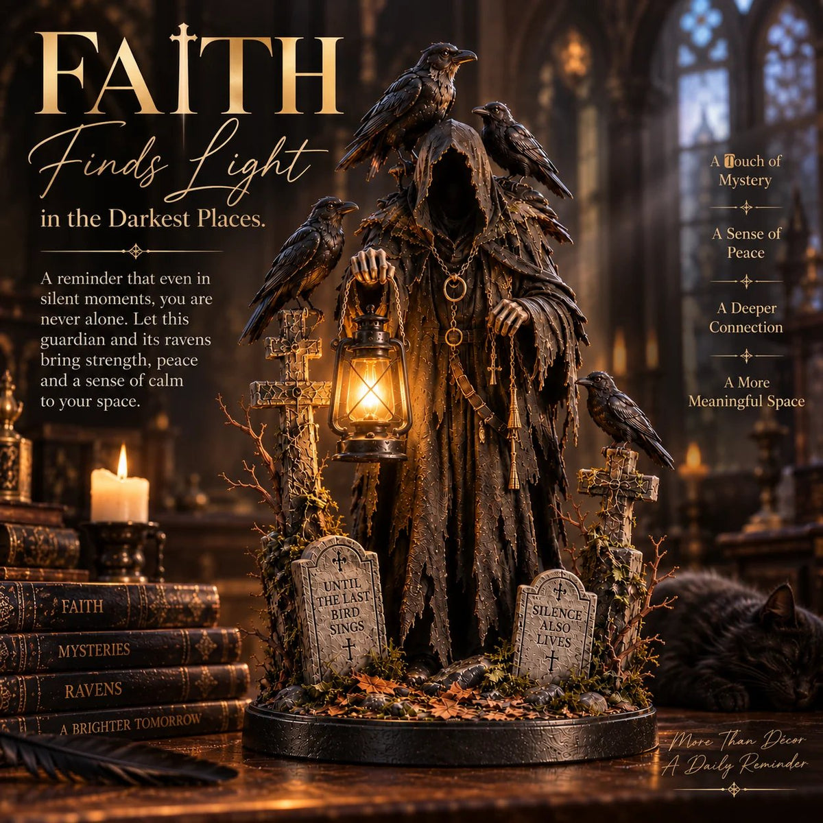 Dark fantasy raven lantern decor