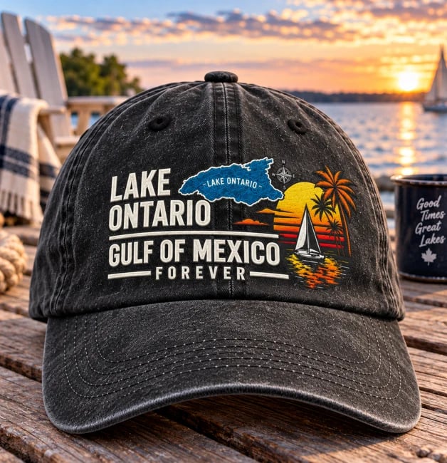 🔥LAST DAY 50% OFF - 🍁🌊Lake Ontario & Gulf Forever Vintage Embroidered Cap (🧢100% Cotton)