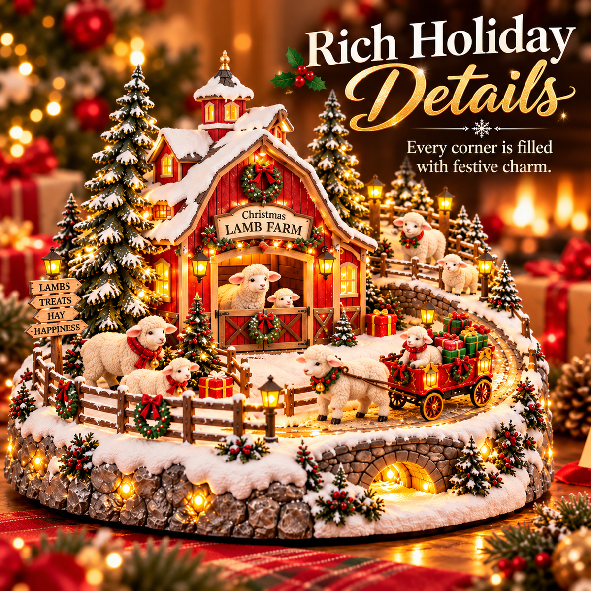 Christmas Lamb Farm Village™ — Lighted & Animated Holiday Scene