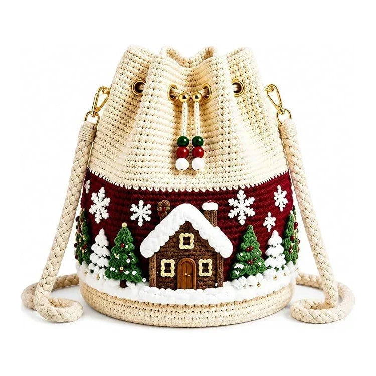 🎄 MerryStitch™ – 3D Crochet Christmas Bucket Bag