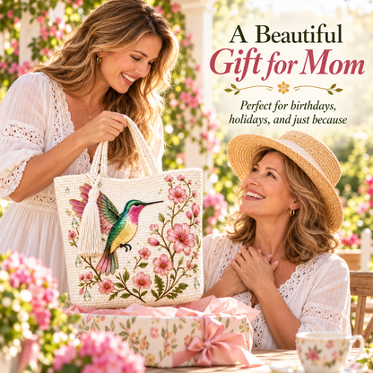 🌸 Garden Bloom Tote™ – Hummingbird & Honeybee Floral Bag