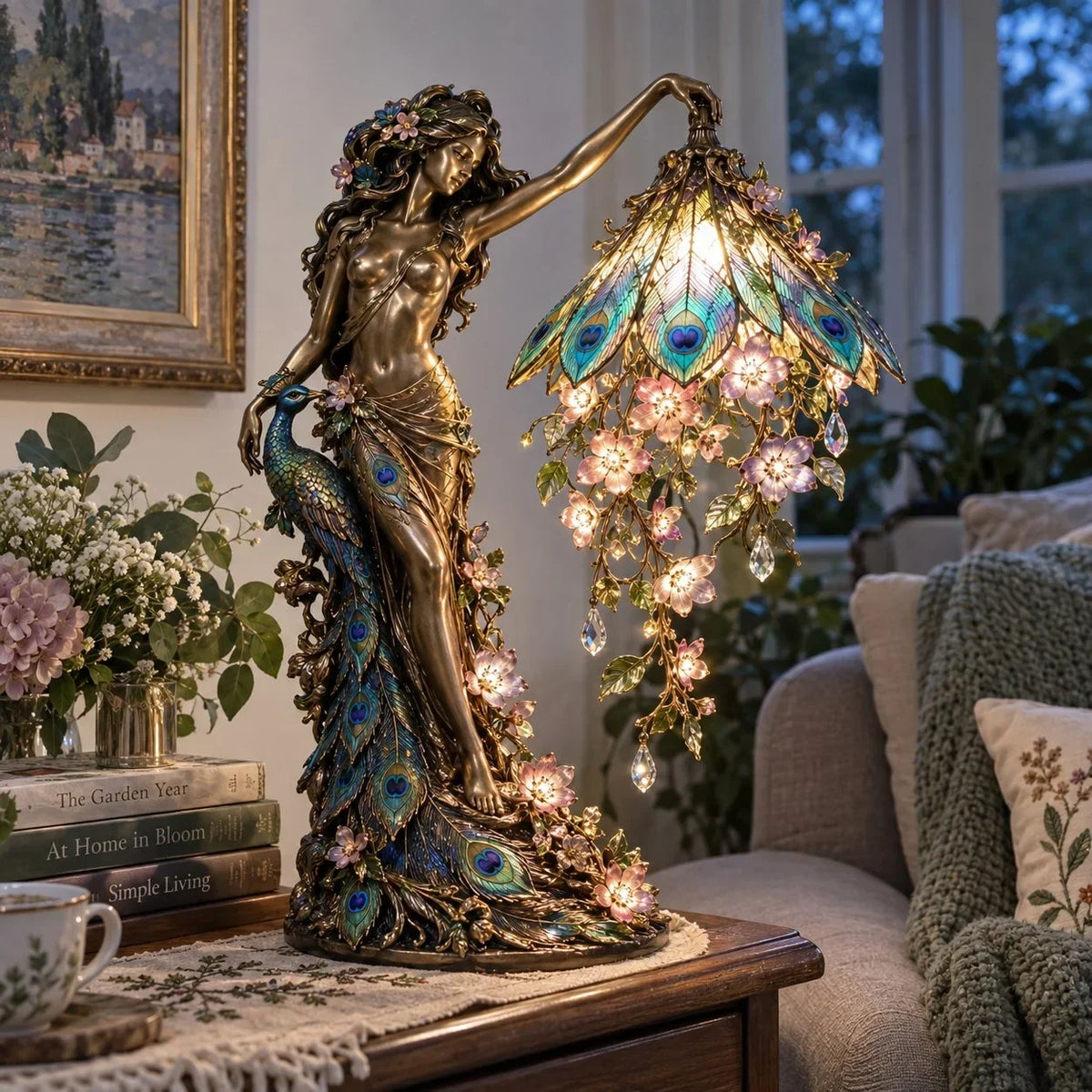 🦋✨ Enchanted Butterfly Garden Lady Lamp – Illuminated Floral Sculpture 🌸💡