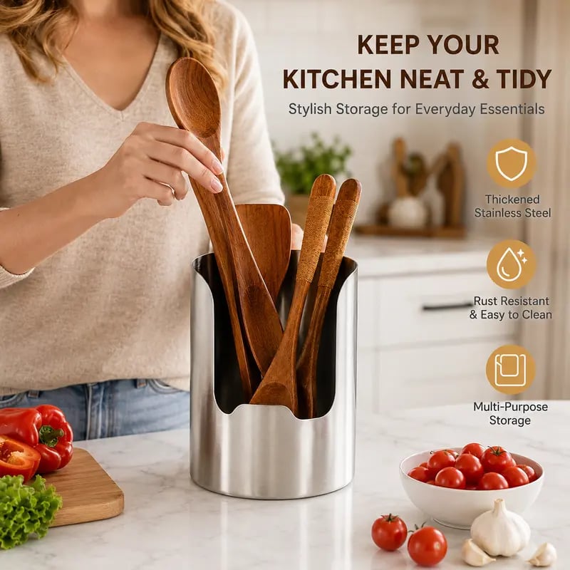 Kitchen utensil organizer in everyday use