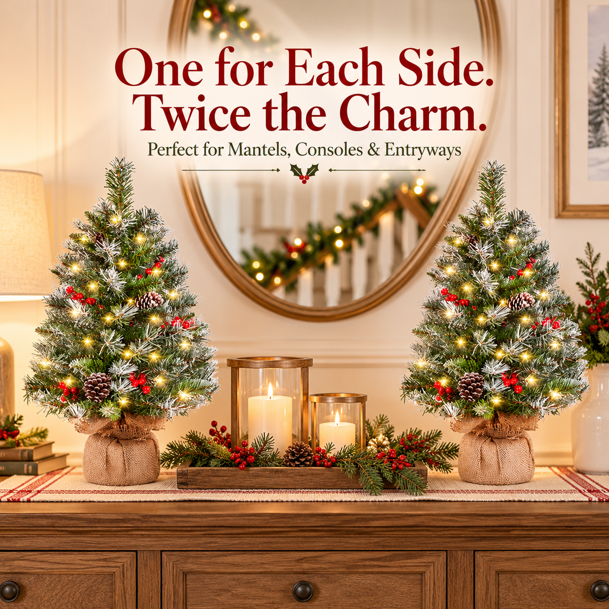 🎄 CozyGlow™ – Set of 2 Pre-Lit Frosted Christmas Trees ✨