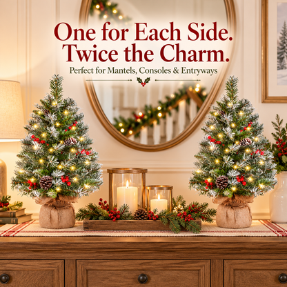 🎄 CozyGlow™ – Set of 2 Pre-Lit Frosted Christmas Trees ✨
