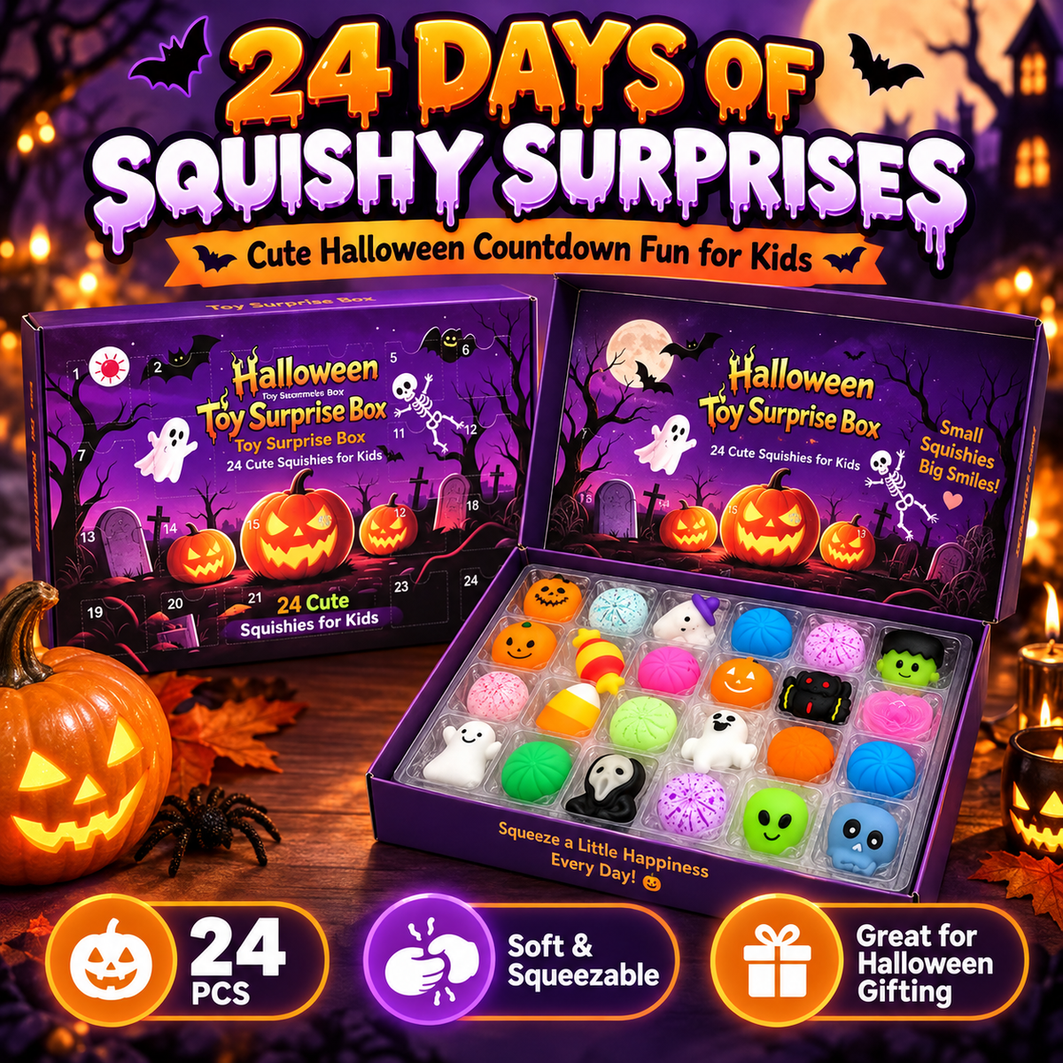 Hot sales🔥24-Piece Halloween Squishy Surprise Box