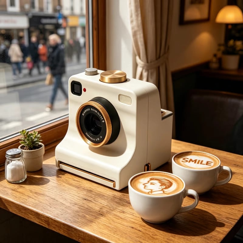 ☕ Instant Latte Art Creator | Latte Art with 30 Stencils | One‑Press Coffee Foam Pattern Maker for Home Barista