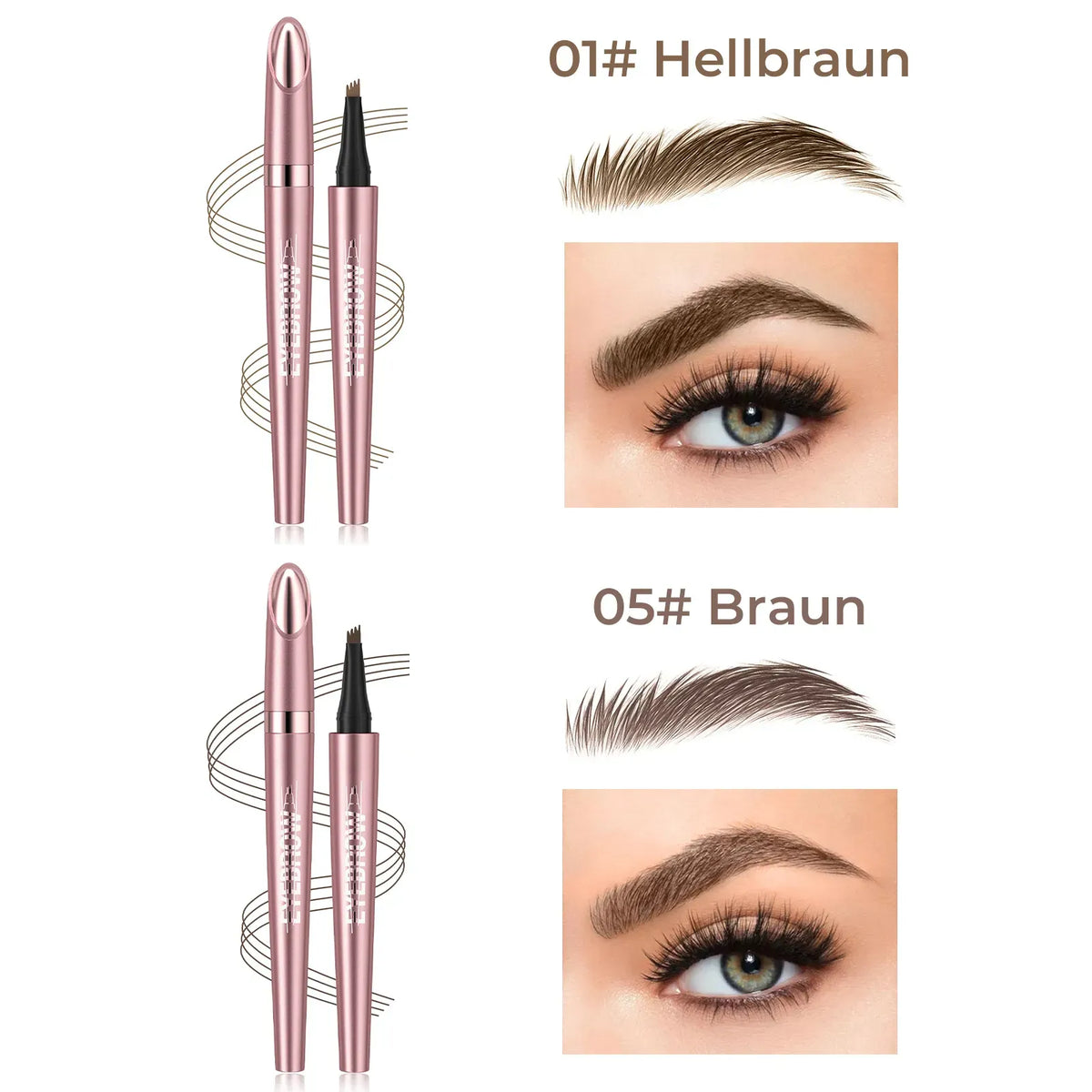 🎁✨Wasserfester Micro-Fork Augenbrauenstift, langanhaltende Brownen-Pen für natürliche, haarähnliche Striche