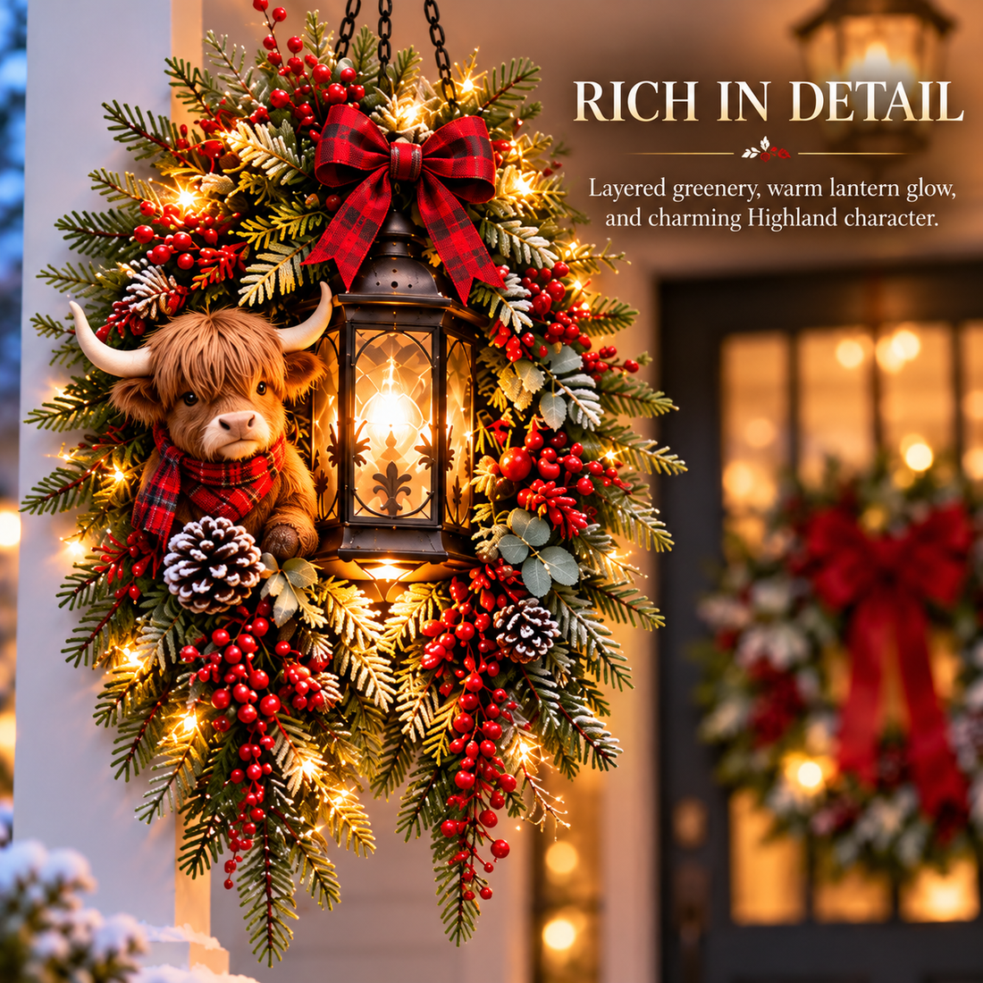 🔥 LAST DAY 50% OFF 🔥|🎄 Christmas Porch Glow™ – Pre-Lit Holiday Lantern & Evergreen Decor | 6 Festive Styles