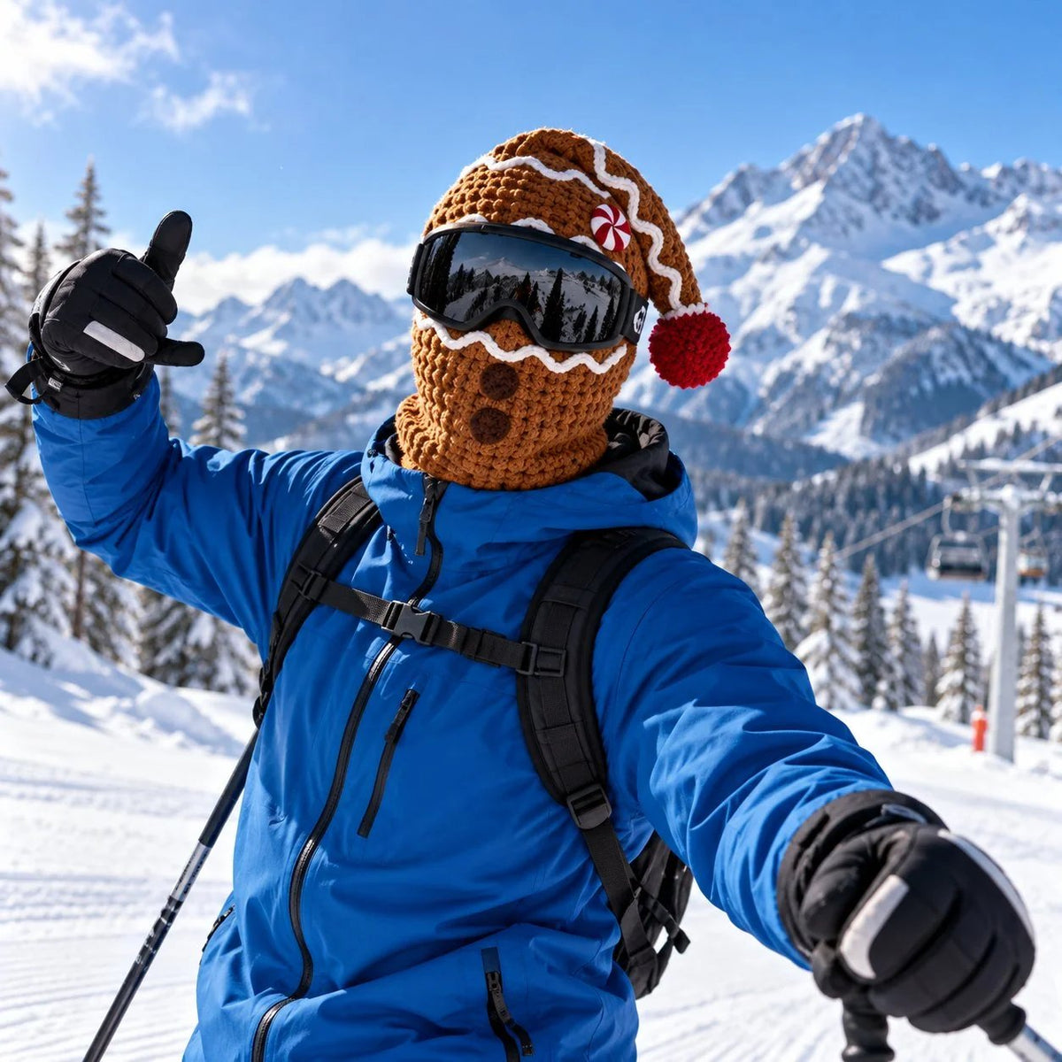 Gingerbread Christmas knit ski mask