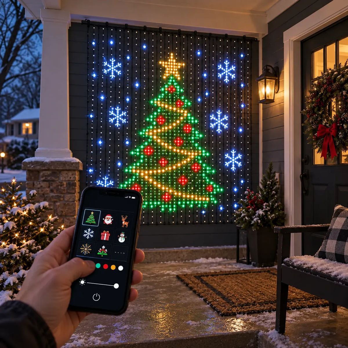 🎄 Smart LED Curtain Lights | App-Controlled Animated Christmas Wall Display ✨