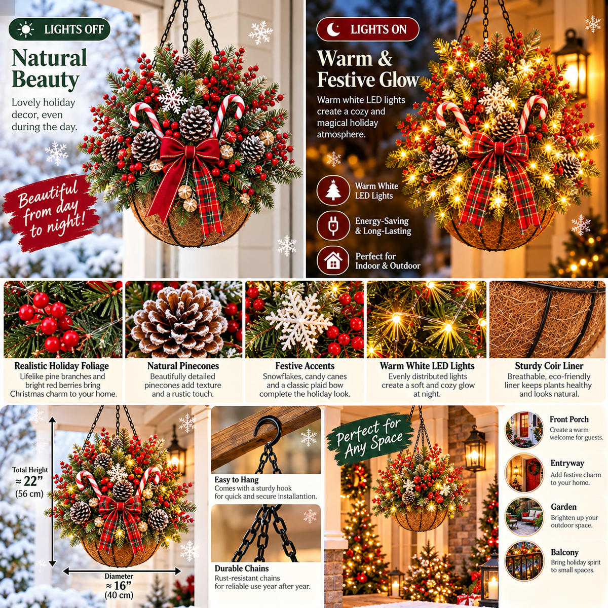 Christmas hanging basket placement ideas