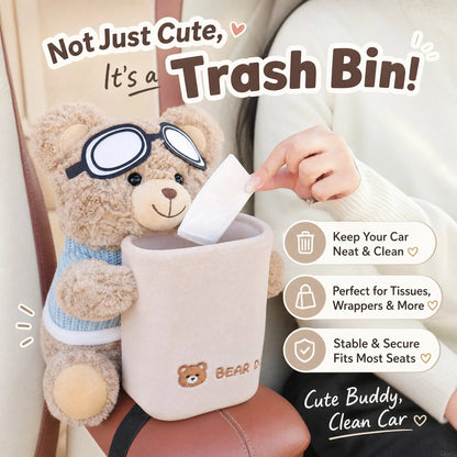 Plush Bear Car Organizer & Tissue Holder